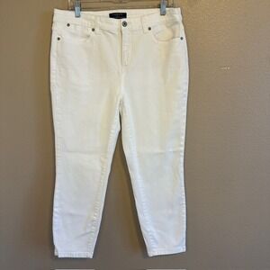 Talbots Simply Flattering Collection Women's White Jegging Stretch Crop 12 Jeans
